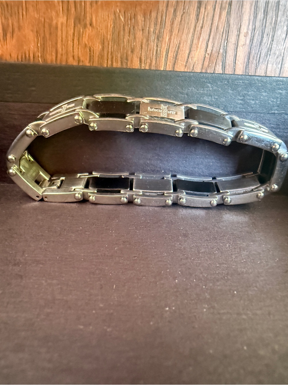 VTG Cross Link Bracelet in Black and Silver Stainless Steel Diamond - Picture 6 of 17